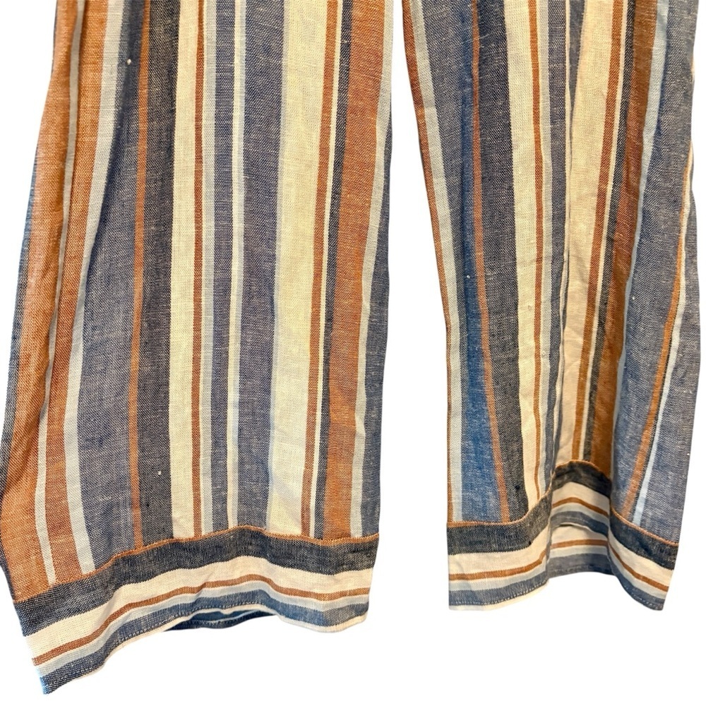 Monteau Multicolor Linen Jumpsuit Halter w/ Belt Wide Leg Crop Size Extra Small - Picture 4 of 12